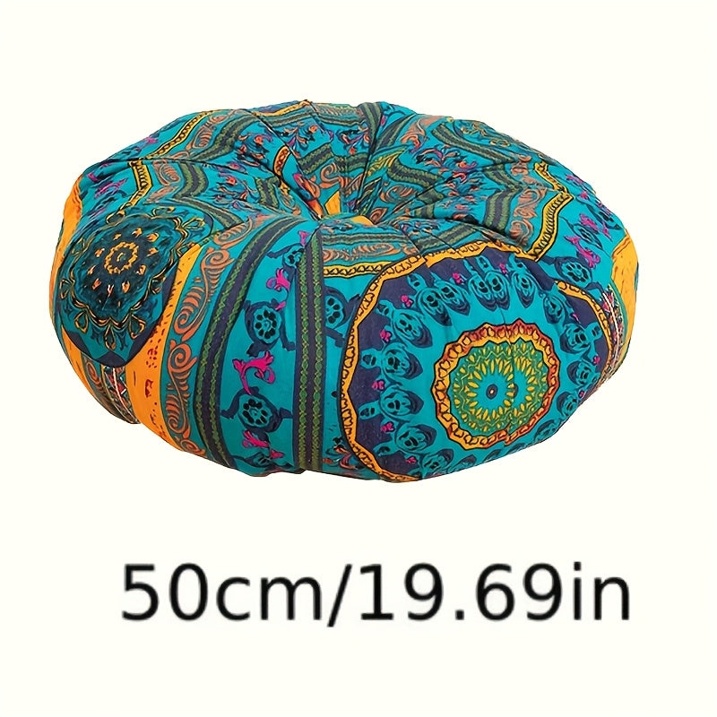 Boho Round Floor Cushion Pillow Thick Filling - Bohemian Decorative Accent Pillow for Sofa Living Room Bedroom, 6 Colors, 2 Sizes
