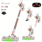 Cordless Stick Vacuum Cleaner 51-68KPa – 3-Speed Adjustable, 45-Min Runtime, Detachable Handheld, LED Floor Brush for Pet Hair, Carpet & Hard Floor