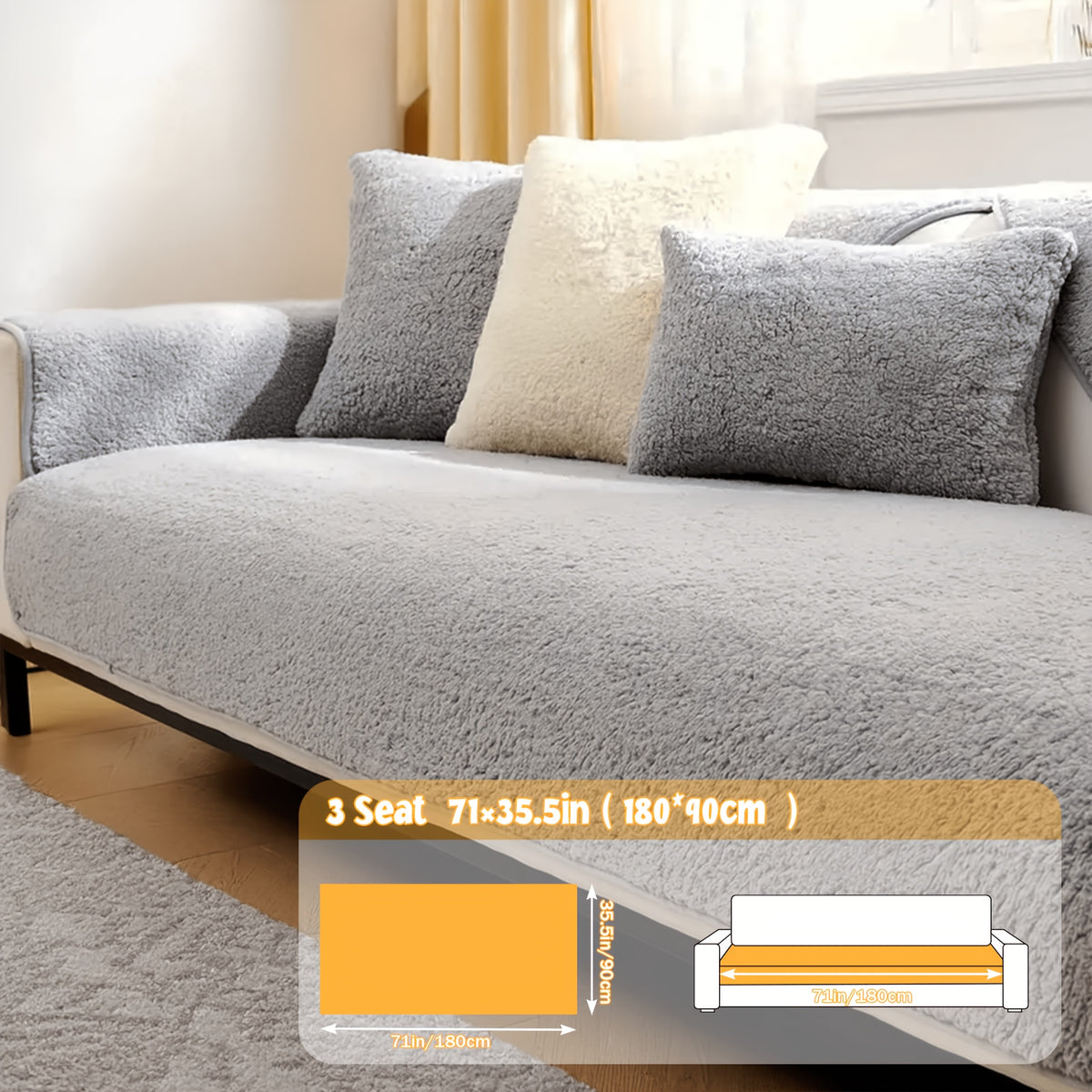 Thickened Honeycomb Velvet Sofa Seat Cover – Solid Color Minimalist Non-Slip Pet-Friendly Cushion Pad | Washable Couch Protector for Living Room, Bedroom & Office | 1-5 Seater + Armrest & Pillow Options
