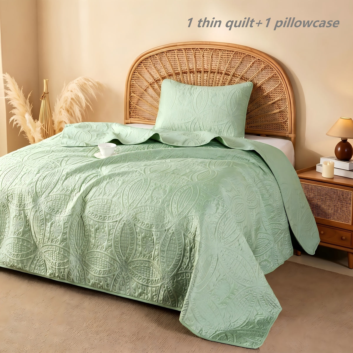 Quilted Bedspread Set Lightweight Cooling Coverlet with Pillow Shams Twin Queen King Soft Breathable Summer Bedding Set Machine Washable