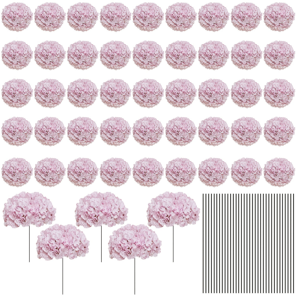 Bulk Artificial Hydrangea Flower Heads 72pcs with Stems - Faux Hydrangea Flowers for Home, Wedding & Party Decorations, Floral Arrangements & Centerpieces