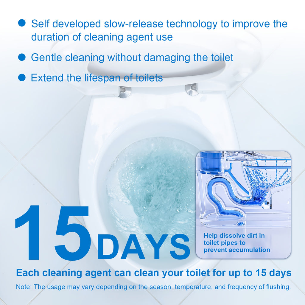 Toilet Bowl Cleaner Tablets Automatic – 12 / 24 / 32 Count Blue Blocks, Low Odor, Stain Removing & Long-Lasting Deodorant for Home & RV
