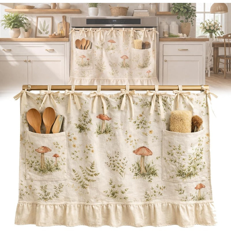 Appliance Skirt Curtain with Pockets – Farmhouse Kitchen Decor, Blackout Polyester, Grommet Top, Ruffled Trim | Hides Dishwasher, Washing Machine & Range Clutter | Nuvia Haven