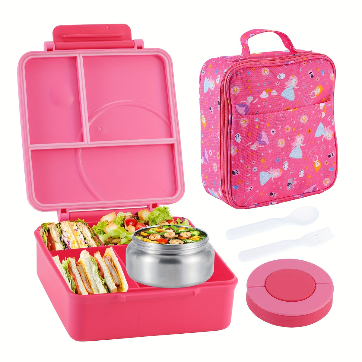 Insulated Lunch Box Set with Stainless Steel Thermal Soup Cup, Thermal Lunch Bag & Utensils – Kids & Adult Bento Lunch Kit