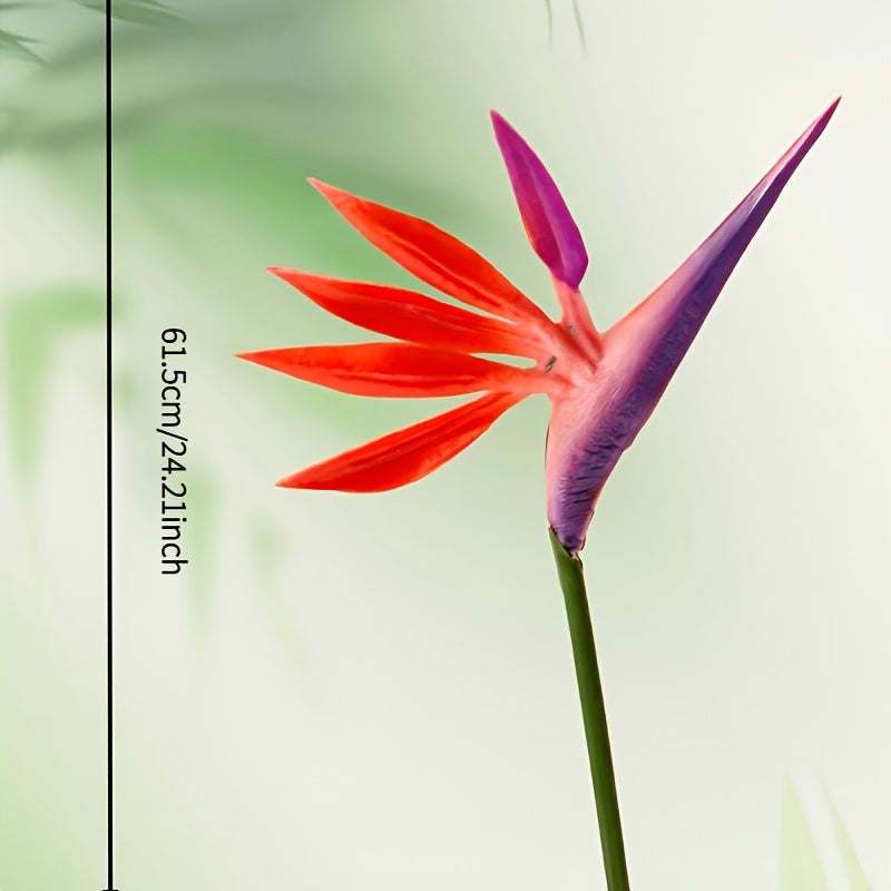 Artificial Bird of Paradise Flowers – 5-Stem Faux Strelitzia Bouquet with Orange & Purple Petals, Lifelike Plastic Stems for Home, Office & Wedding Table Centerpieces