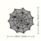 Halloween Spider Web Lace Round Placemats Black Polyester Table Mats for Dining Decor Spooky Party Supplies Set of 1 2 8 Pieces 12 Inch