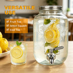 2-Pack Glass Beverage Dispenser with Fruit Infuser, Ice Cylinder & Stainless Steel Spigot – 1 Gallon Lemonade Drink Dispenser for Parties, BBQ, Weddings & Picnics
