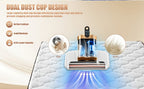 Mattress Vacuum Cleaner Cordless UV-C 21KPa – Deep Cleaning Bed Vacuum with UV Light, Soundwave Tech, Dual Dust Cup 520ml, HEPA Filter, 35-Min Battery, for Mattress Sofa Pillow & Carpet