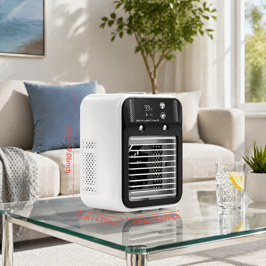 Portable Spray Mist Fan USB Personal Electric Fan 3-Speed with Humidification Ambient LED Light Compact for Office Home Camping Indoor Outdoor