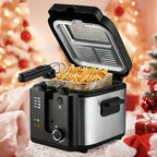Electric Deep Fryer with Stainless Steel Basket 1.5L-6L Adjustable Temperature Foldable Handle Easy-Clean Dishwasher Safe