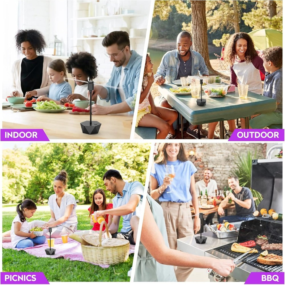 Holographic Blade Table Fly Fan – Silent 360° Rotating Fly Repellent Fan for Outdoor & Indoor Use | Picnics, BBQ, Parties, Restaurants & Kitchens | 2-Pack or 4-Pack