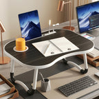 Portable Foldable Laptop Bed Table – Lap Desk with Cup Holder, Tablet & Card Slot, USB Option, for Bed Sofa Floor, Eating Reading Writing, 11 Styles