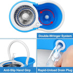 360° Spin Mop and Bucket Set with Wringer – Stainless Steel Extended Handle Spinning Mop Bucket System with 4 Microfiber Mop Refills for Hardwood Tile & Laminate Floor Cleaning