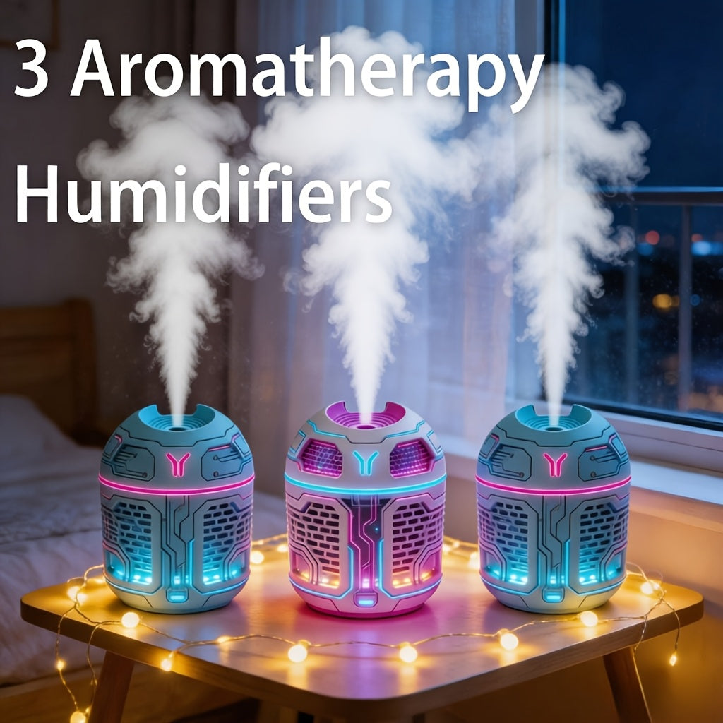 Mini Diffuser Set 3pcs Aromatherapy Humidifier Odor Eliminator Cool Mist for Car Bedroom Dorm No Filter Low Voltage Gift for Women