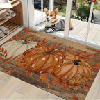 Fall Pumpkin Doormat Non-Slip Flannel Indoor Floor Mat - Autumn Polka Dot Soft Rug for Entryway Bedroom Living Room Kitchen, Farmhouse Halloween Thanksgiving Home Decor