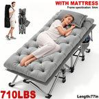Portable Folding Camping Bed 28in Wide Heavy Duty 510 710 lbs with Optional Mattress Cushion Pillow Carry Bag Cot for Office Nap Beach Yard RV Adult