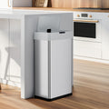 Motion Sensor Trash Can 13.2 Gallon & 15.8 Gallon Touchless Automatic Garbage Can Brushed Stainless Steel Smart Bin Soft Close Lid Bag Holder Kitchen Bedroom