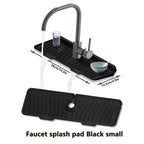 Silicone Sink Drying Mat & Faucet Splash Pad with Sponge Holder – Wave Pattern, 5° Drainage Slope, Heat-Resistant, 3 Sizes & 3 Colors for Kitchen & Bathroom Counter