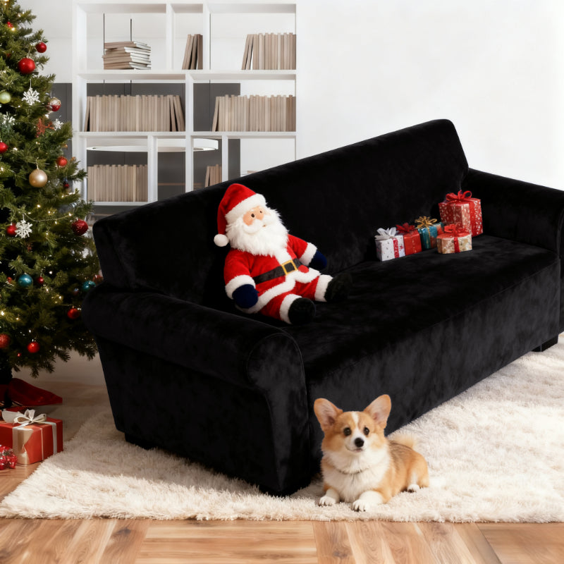 Stretch Sofa Cover Set 2 Piece Form Fit Slipcover for 2 Seater & 3 Seater Couch – Wrinkle Proof Loveseat Furniture Protector, 5 Colors, Milk Silk