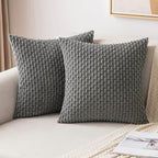 Corduroy Throw Pillow Set of 2 with Inserts 18x18 Ultra-Soft Double-Sided Cushions Washable Cover for Couch Bed Sofa Living Room Home Decor 7 Colors