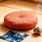 Round Seat Cushion 40x40cm 15cm Thick Firm Futon Meditation Mat Removable Linen Cover Chair Pad for Office Dining Chair Home Decor All Seasons Christmas