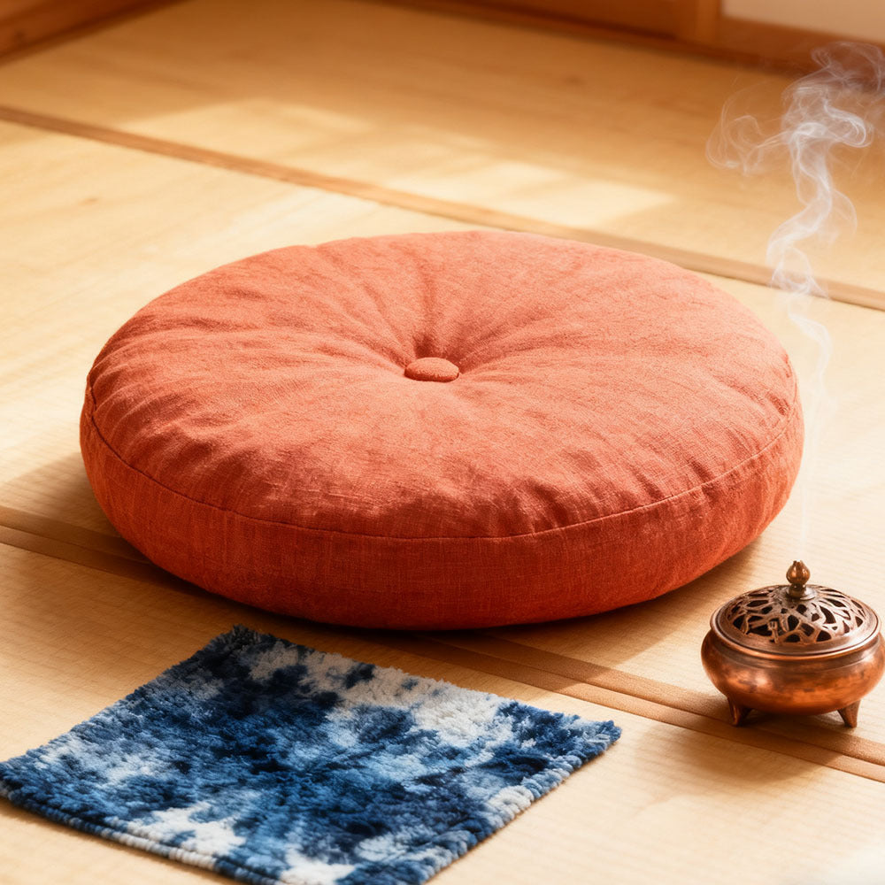 Round Seat Cushion 40x40cm 15cm Thick Firm Futon Meditation Mat Removable Linen Cover Chair Pad for Office Dining Chair Home Decor All Seasons Christmas