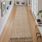 Hallway Runner Rug Washable Braided Woven Low-Profile Grey Cream Indoor Entryway Kitchen Laundry Room Bedroom Doorway Floor Carpet 2x6 2x8 ft Home Decor