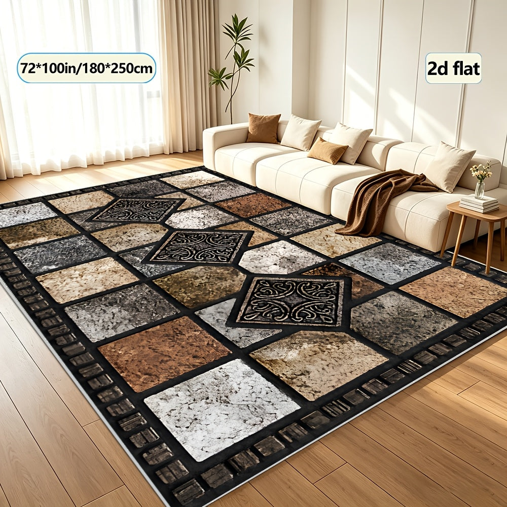 Vintage Art Area Rug Elegant Decorative Accent for Living Room Bedroom Office Study – Easy Clean Warm Cozy Home Decor Multiple Sizes