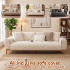 Velvet Sofa Cover Non-Slip Washable Plush Couch Slipcover Pet Friendly Thick Padded Furniture Protector 1 2 3 4 5 Seat Living Room Bedroom