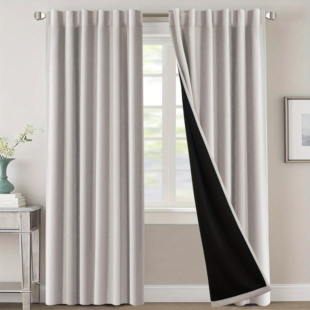 Blackout Curtains 2 Panels 100% Room Darkening 96 Inch Long – Triple Weave Thermal Insulated Back Tab & Rod Pocket Window Drapes for Bedroom & Living Room