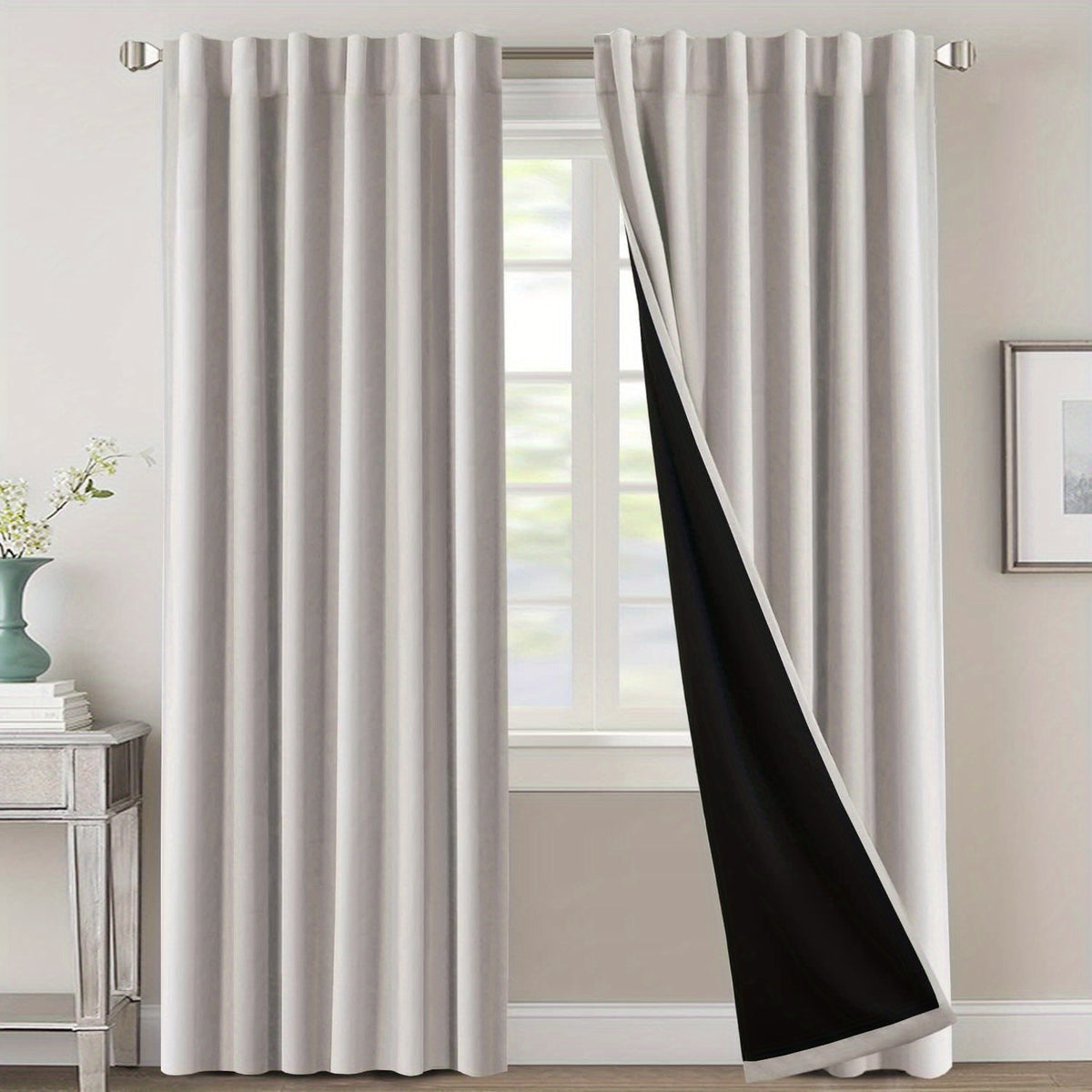 Blackout Curtains 2 Panels 100% Room Darkening 96 Inch Long – Triple Weave Thermal Insulated Back Tab & Rod Pocket Window Drapes for Bedroom & Living Room