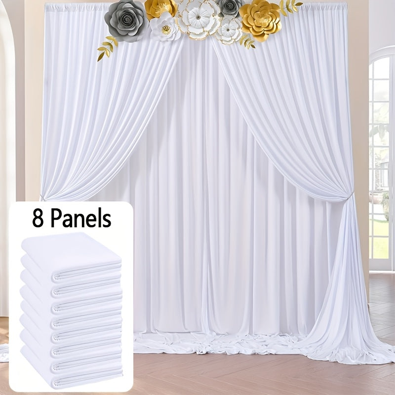 Wrinkle-Free White Backdrop Curtains Polyester, Wedding Party Photo Backdrop Drapes Rod Pocket, Single Panel or Sets of 6 8 12 Pieces