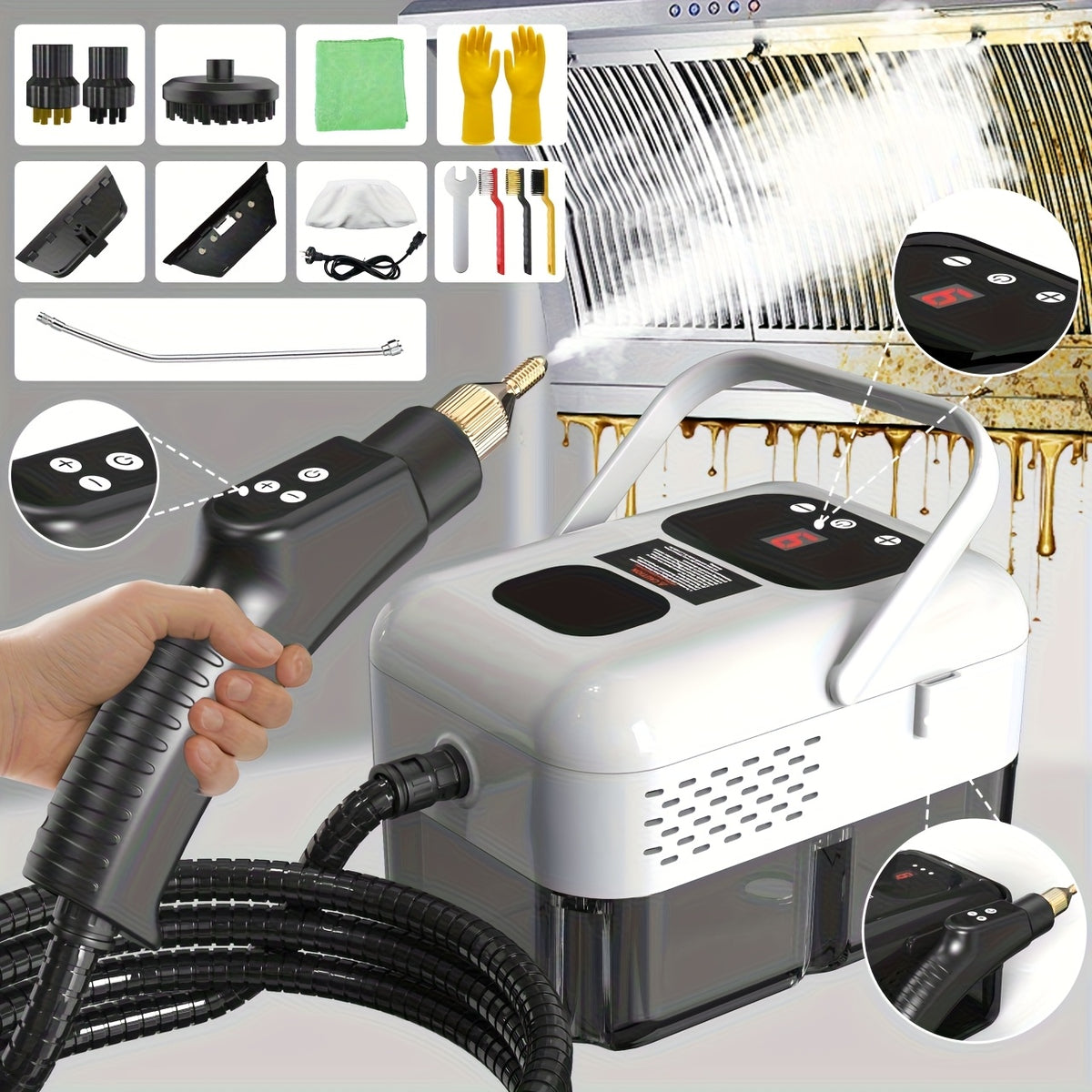 Portable Steam Cleaner 2500W High-Temperature High-Pressure Household Cleaner – 9-Speed Carpet & Floor Steam Mop with 1200ml Tank, Handle Switch, 3 Models: Basic, Upgraded & Intelligent