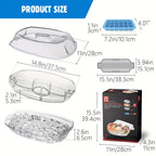 Chilled Serving Tray on Ice with Lid 15 Inch Clear Party Platter with Forks and Pliers for Shrimp Fruit Vegetables Salad Sushi Appetizer Display
