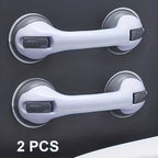 Bathroom Grab Bars Suction Cup No Drill 2-Pack Non-Slip Adjustable Height Shower Handle Safety Rail for Elderly Toilet Fall Prevention Easy Install