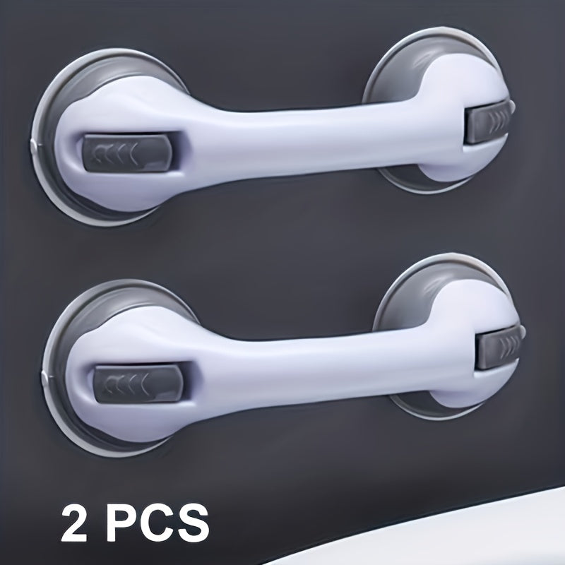Bathroom Grab Bars Suction Cup No Drill 2-Pack Non-Slip Adjustable Height Shower Handle Safety Rail for Elderly Toilet Fall Prevention Easy Install