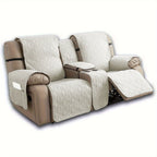 Loveseat Recliner Cover with Center Console – 4-Piece Set 100% Waterproof Dual Recliner Slipcover with Straps, Split Reclining Sofa Protector for Pets & Kids, Living Room Furniture Cover