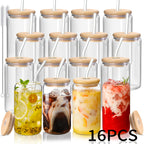Drinking Glasses Set 16 Piece - Multipurpose Glass Cups for Family Dinner, Coffee, Juice, Travel & Entertaining, Perfect Dinnerware Glassware for Christmas Holiday Gatherings & Daily Use