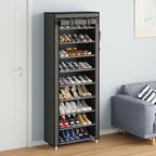 Shoe Organizer Cabinet with Cover – 6/8/10 Tier Nonwoven Fabric Shoe Storage Shelf for 27-35 Pairs, Portable Shoe Rack for Entryway, Closet, Bedroom (Dark Gray)