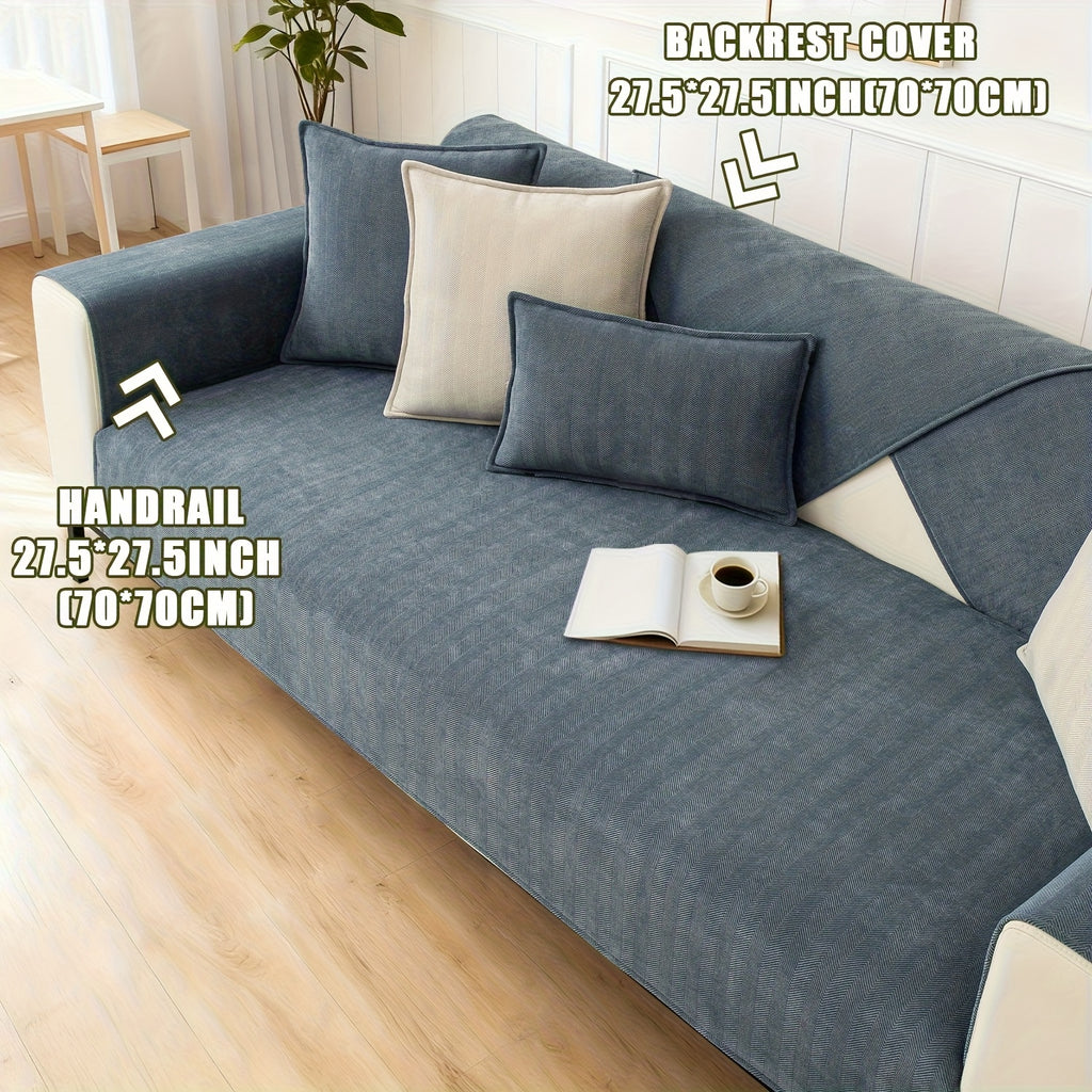 Chenille Ribbed Sofa Cover – Pet-Friendly Non-Slip Stretch Slipcover, Machine Washable Sofa Protector for 2, 3 & 4-Seater and Sectional Sofas, Modern Living Room Couch Cover