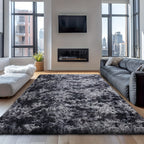 Velvet Shag Area Rug with Non-Slip Backing – Super Soft Plush Indoor Carpet for Living Room, Bedroom & Kitchen, Tie-Dye & Solid Colors, 5 Sizes