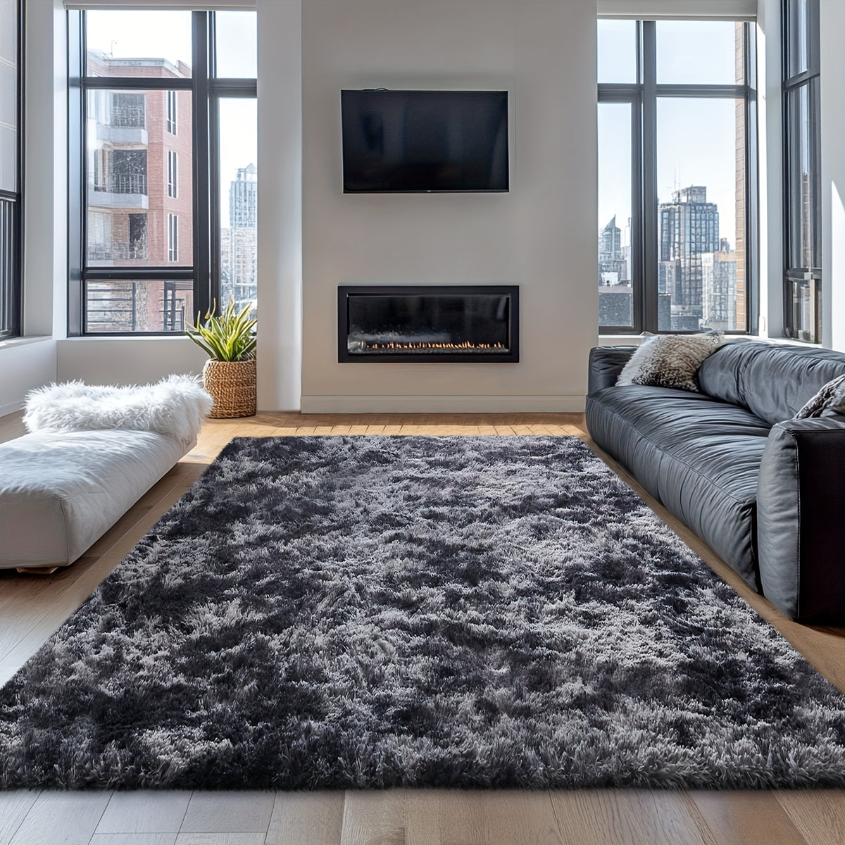 Velvet Shag Area Rug with Non-Slip Backing – Super Soft Plush Indoor Carpet for Living Room, Bedroom & Kitchen, Tie-Dye & Solid Colors, 5 Sizes