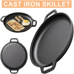 Pre-Seasoned Cast Iron Skillet 14 Inch Dual Loop Handles Nonstick Pizza Pan BBQ Pancake Griddle Oven Stovetop Grill Campfire Safe Even Heating