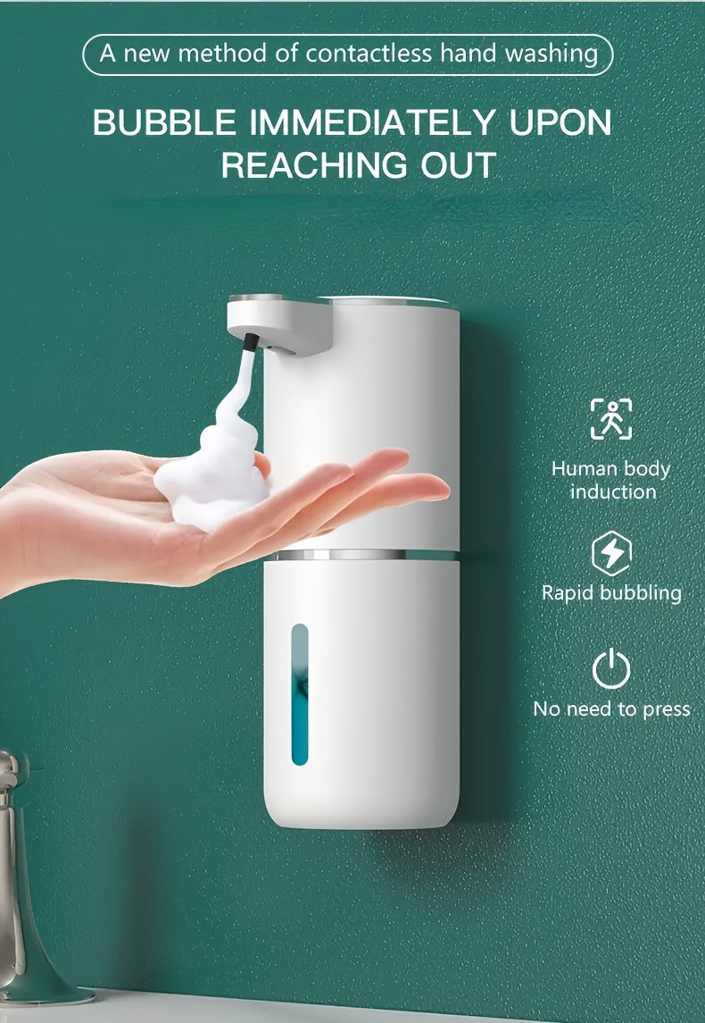 Smart Sensor Automatic Soap Dispenser Nickel Wall-Mount USB Quick Charging with Power Display, 4-Level Adjustable Flow Rate, No-Touch 400ml Foam & Liquid Soap Dispenser for Bathroom Kitchen