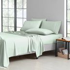 Bamboo Blend Cooling Sheet Set 6-Piece 2000 Thread Count Satin | Deep Pocket 16" Hypoallergenic Breathable Bed Sheets, Twin Full Queen King Cal King, 20 Colors