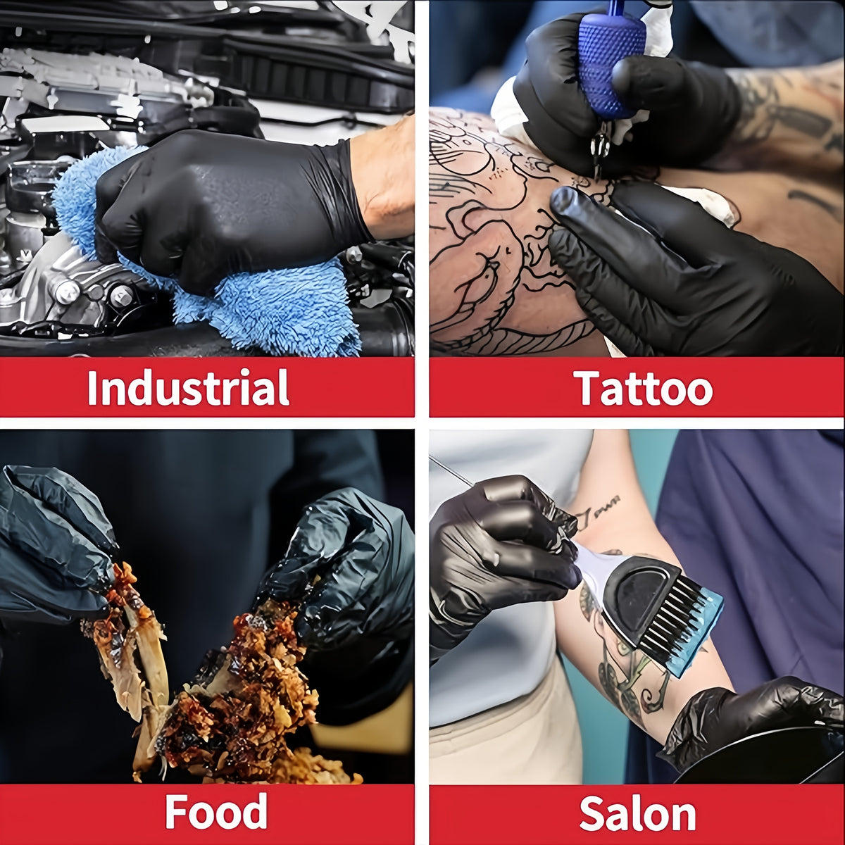 4.5Mil Black Disposable Nitrile Gloves 200-Count – Powder-Free, Latex-Free, Textured Fingertips for Mechanics, Cleaning, Cooking, Beauty & Car Washing | S, M, L, XL