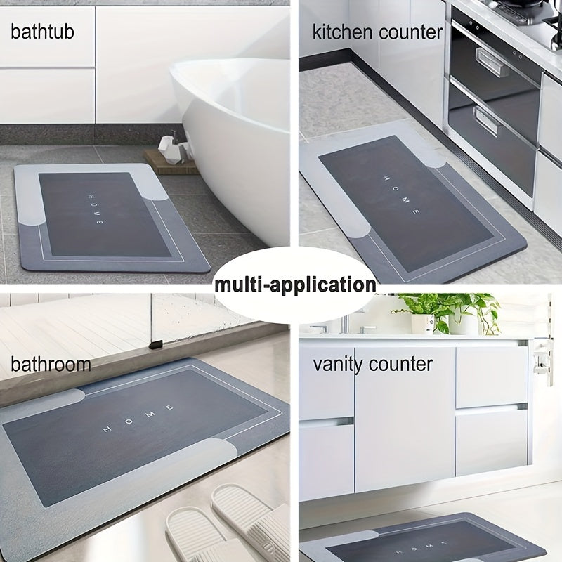 Diatomaceous Earth Bath Mat Non-Slip Absorbent - Quick Dry Stone Bathroom Rug, Soft Floor Mat for Bathroom Kitchen Door, 4 Colors 2 Sizes