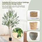 Tall Artificial Olive Tree 5/6/7FT Thick Trunk Indoor Faux Olive Plant with Lush Leaves & Berries for Living Room, Kitchen & Home Decor, Spring Summer Decoration