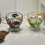 Coffee Pod Holder K-Cup Organizer Basket - Extra Large Capacity Capsule Storage for Coffee Bar, Kitchen Counter, Office Breakroom & Cafe Display, Gold & Black Options