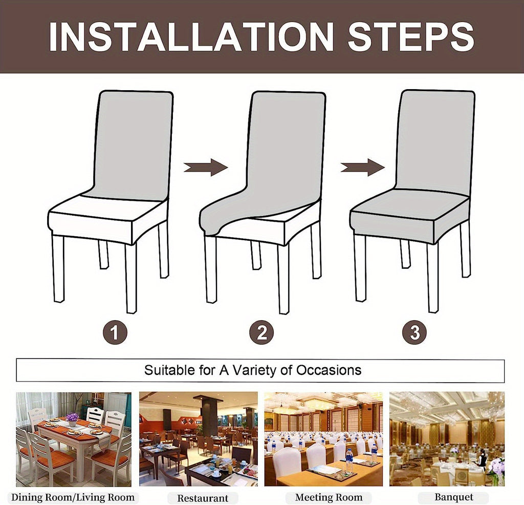 Stretch Jacquard Dining Chair Covers Set of 4 or 6 Removable Washable Polyester-Elastane Slipcovers – Chair Protector for Kitchen Home Hotel Restaurant, Valentine's Day Home Decoration